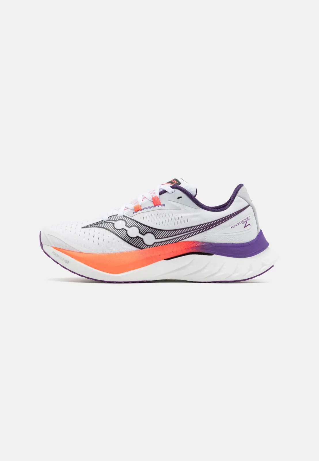 Saucony Endorphin Speed 4 neutral running trainers in white and viziorange