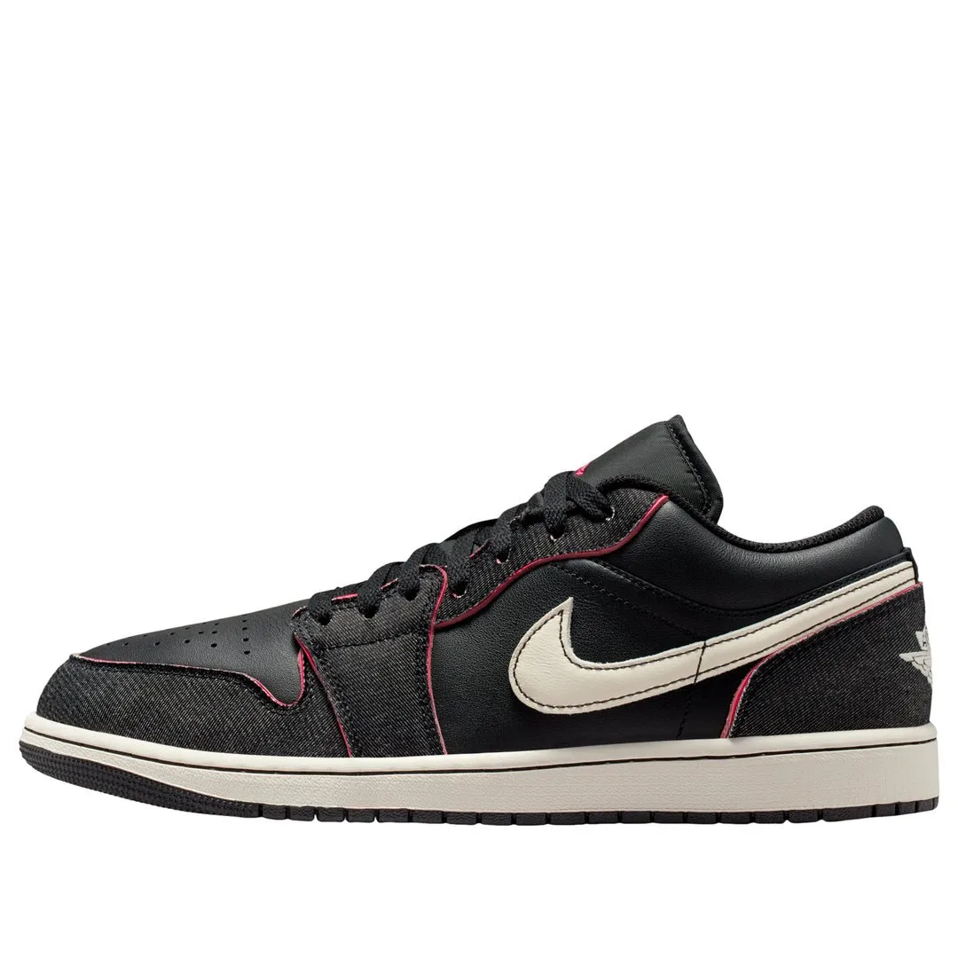 Air Jordan 1 Low SE Men's Shoes Black/Black/Racer Pink/Pale Ivory