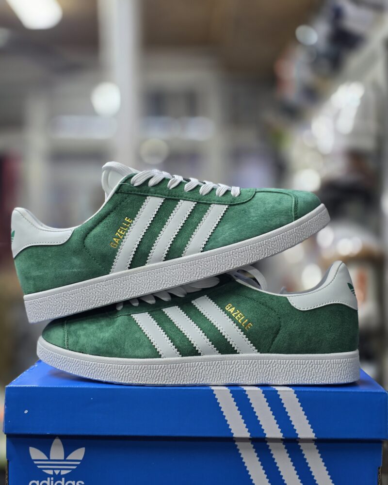 adidas GazelleGreen/White/Gold Metallic