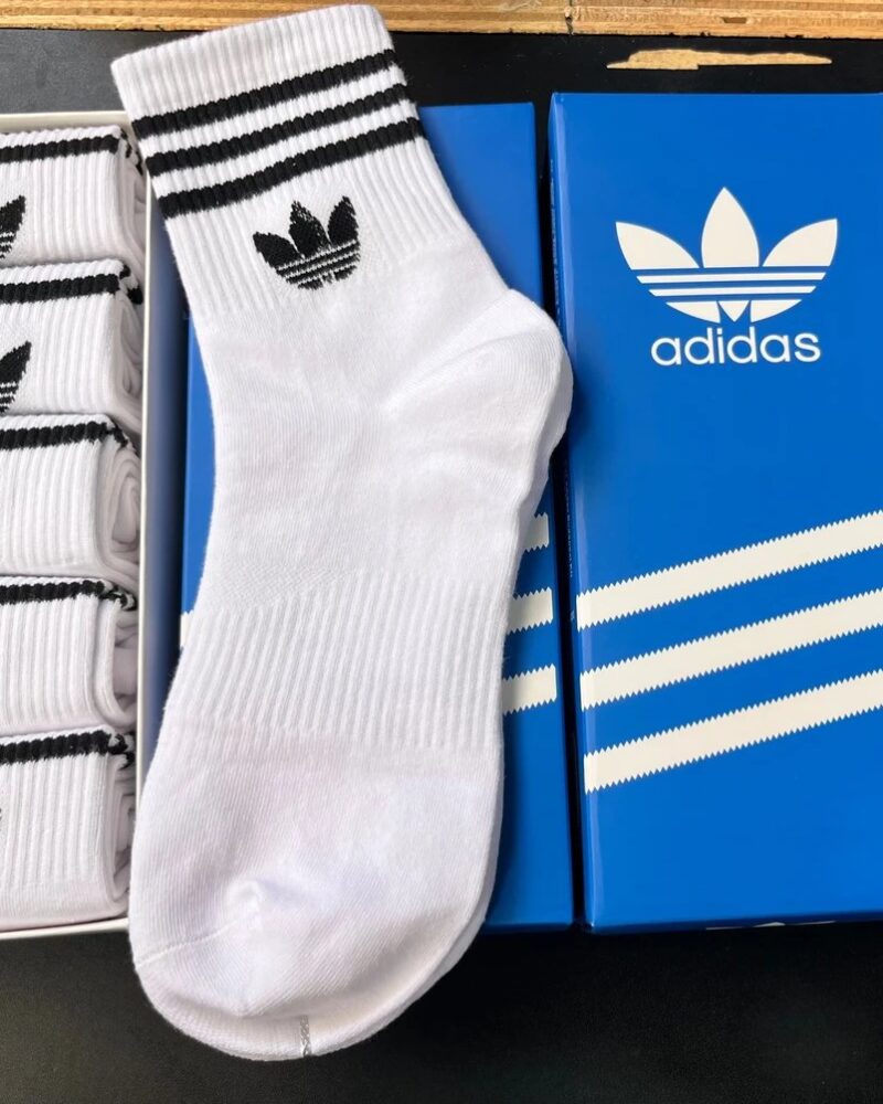 adidas 3 Stripes 3 Pack Crew Socks - White/Black