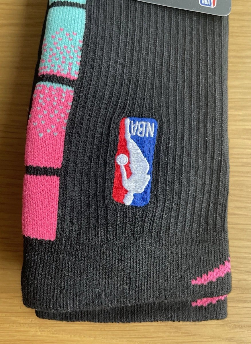 Nike NBA Elite Crew Socks Miami City Black Teal Pink - Image 4
