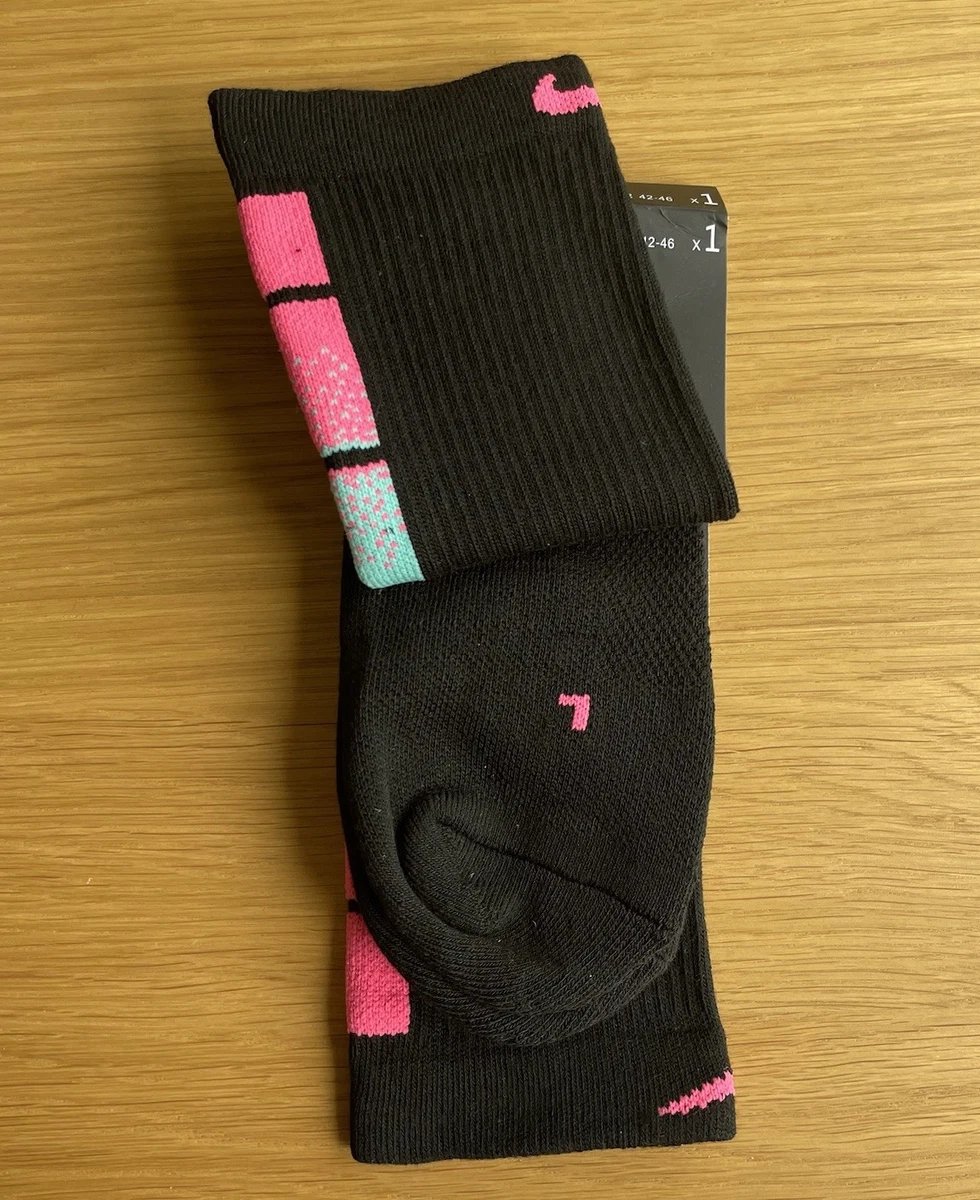 Nike NBA Elite Crew Socks Miami City Black Teal Pink - Image 6