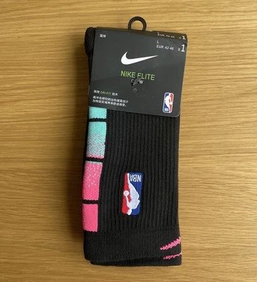 Nike NBA Elite Crew Socks Miami City Black Teal Pink 